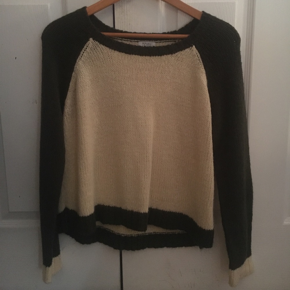Cream and olive sweater